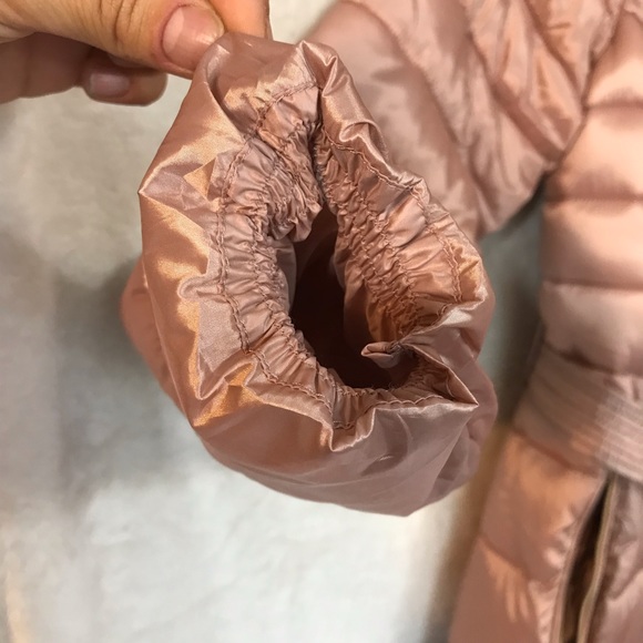 Cole Haan Signature pink metallic puffer jacket vegan “down” filled belted coat - Picture 9 of 16